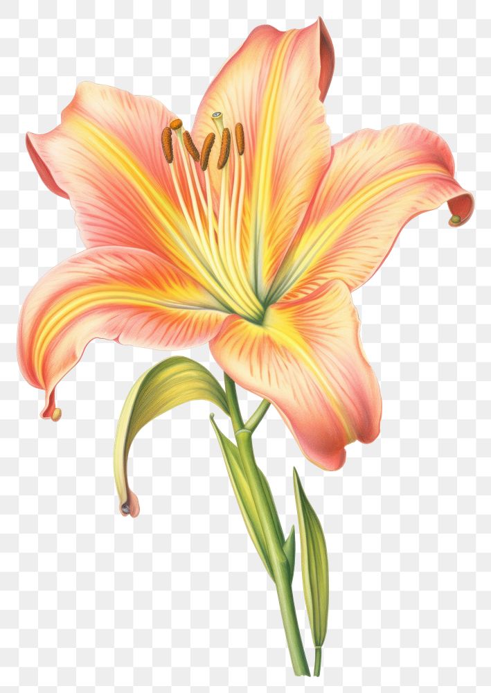 PNG  Lily flower drawing petal plant. AI generated Image by rawpixel.