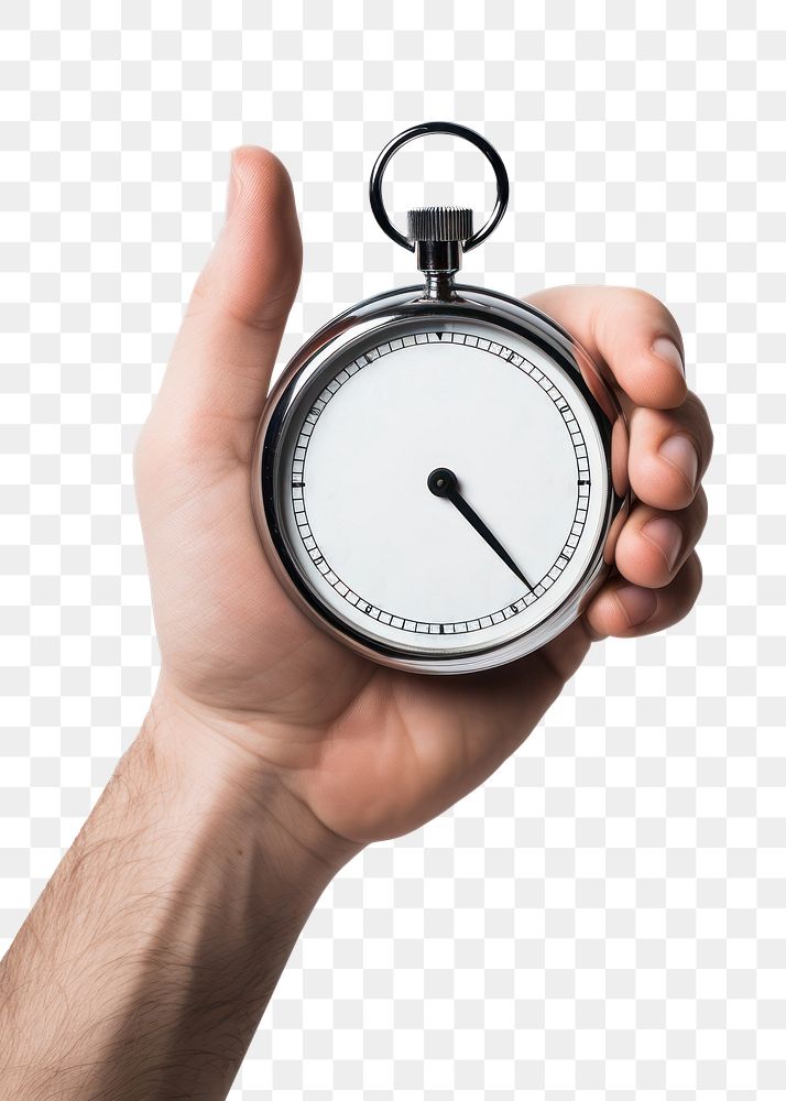 PNG  Holding stopwatch clock hand white background. AI generated Image by rawpixel.