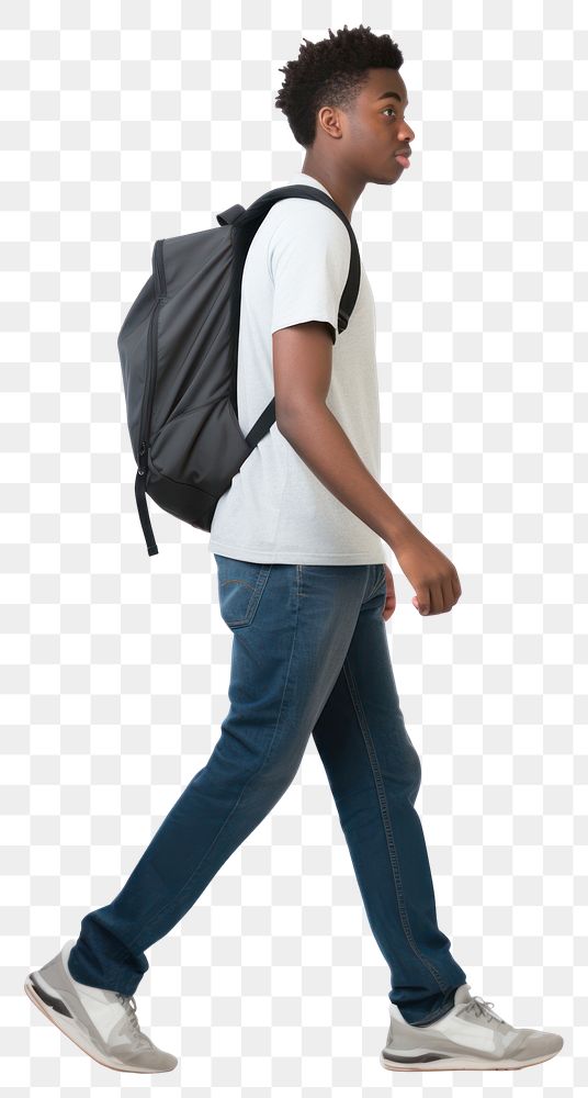 PNG A black student walking backpack bag. AI generated Image by rawpixel.