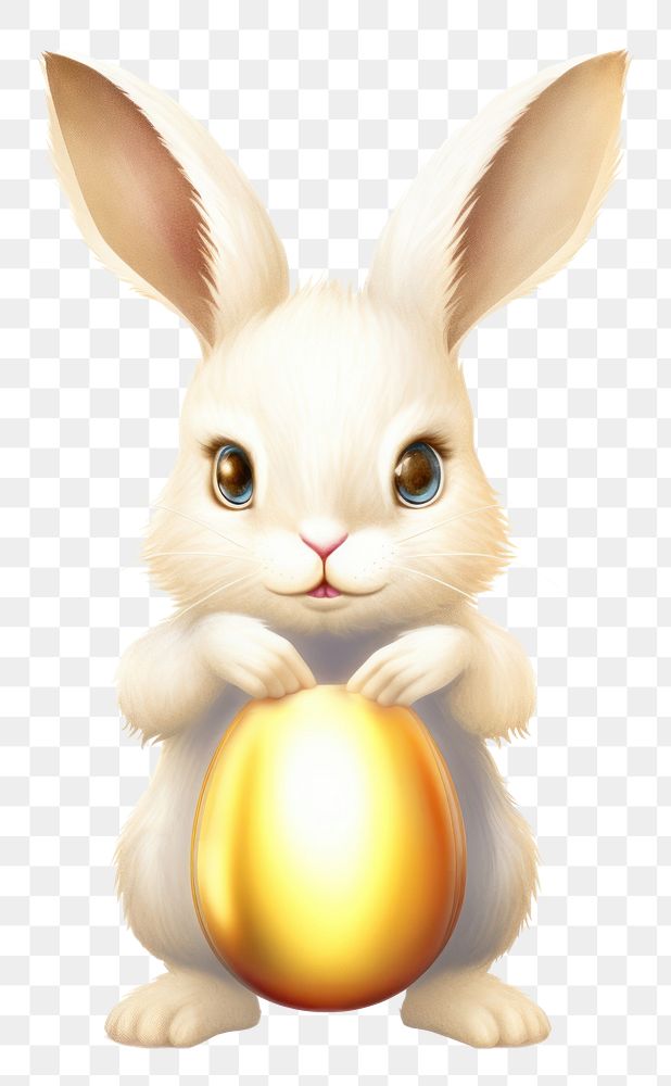 PNG Rabbit holding golden egg mammal animal white. AI generated Image by rawpixel.