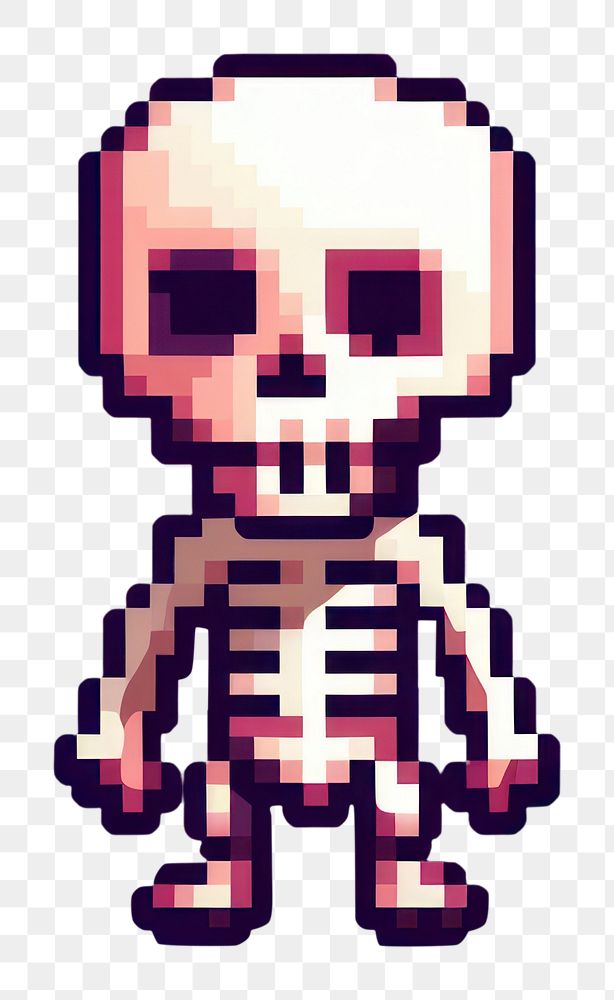 PNG Cute skeleton purple representation pixelated. AI generated Image by rawpixel.
