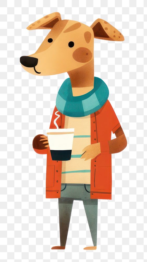 PNG Dog holding coffee cup. AI generated Image by rawpixel.