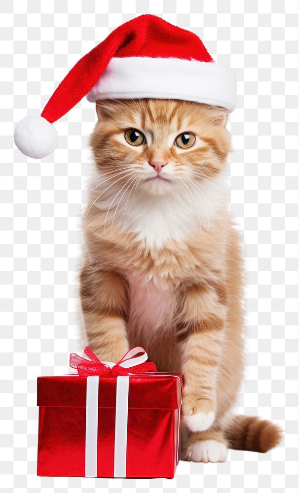 PNG  Cat christmas portrait mammal. AI generated Image by rawpixel.
