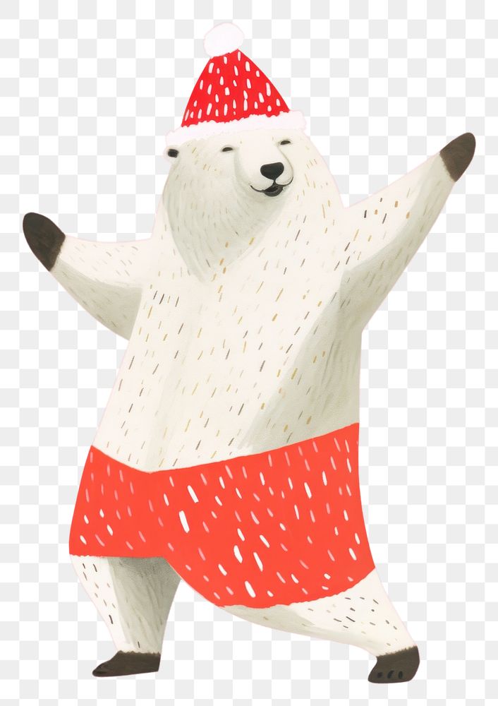 PNG Bear wear santa costume dancing snowman mammal winter. AI generated Image by rawpixel.