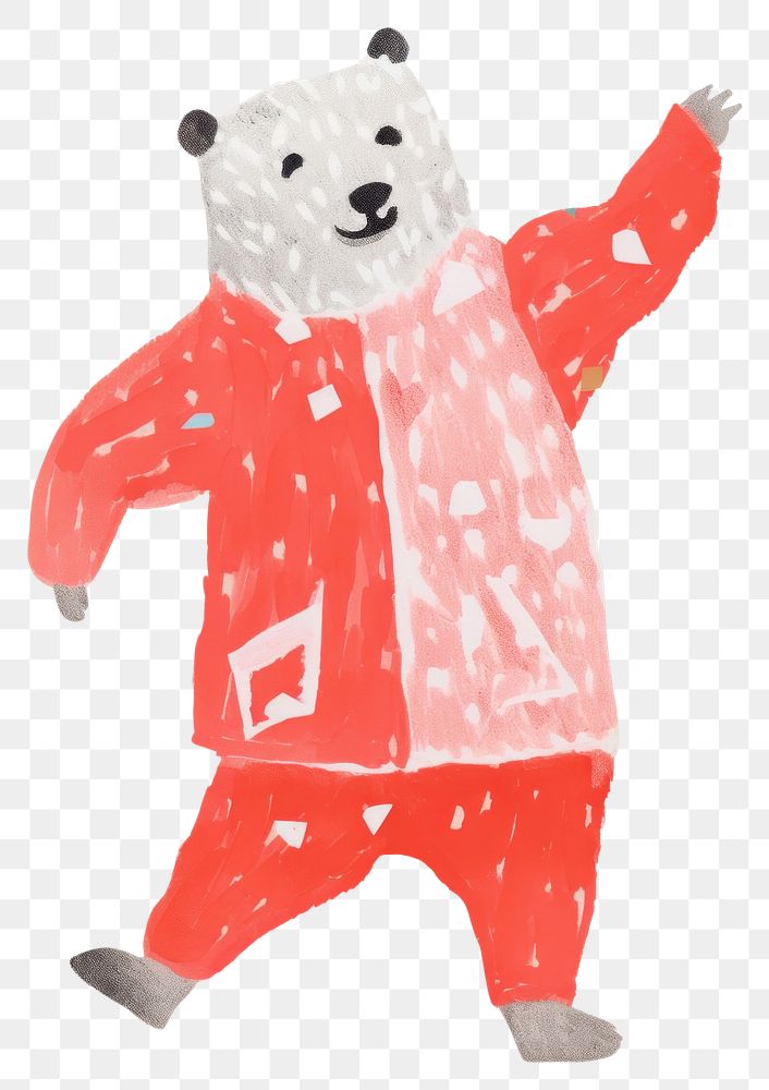 PNG Bear wear santa costume dancing art paper representation. AI generated Image by rawpixel.