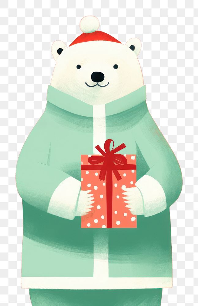 PNG Polar bear wear santa costume winter cute gift. AI generated Image by rawpixel.