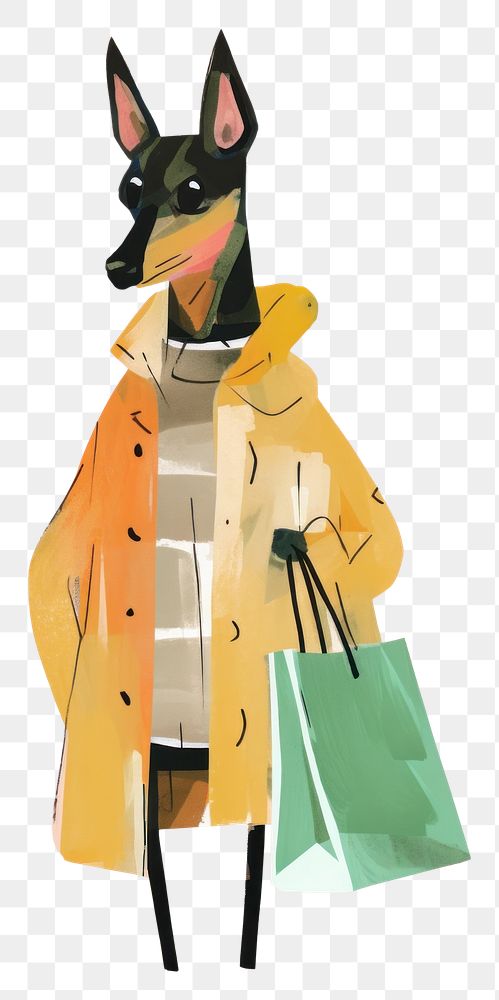 PNG Dog wear wintr coat hold shopping bag animal mammal pet. AI generated Image by rawpixel.