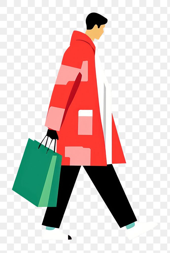 PNG Cat wear wintr coat hold shopping bag walking adult consumerism. AI generated Image by rawpixel.