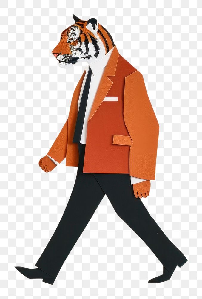 PNG Tiger businessman walking. AI generated Image by rawpixel.