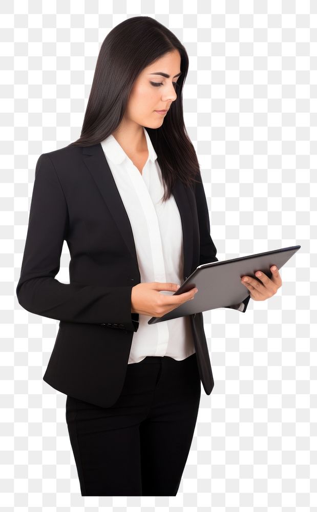PNG  Businesswoman computer adult white background. AI generated Image by rawpixel.