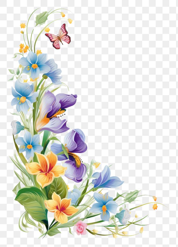 PNG A spring flower frame pattern drawing plant
