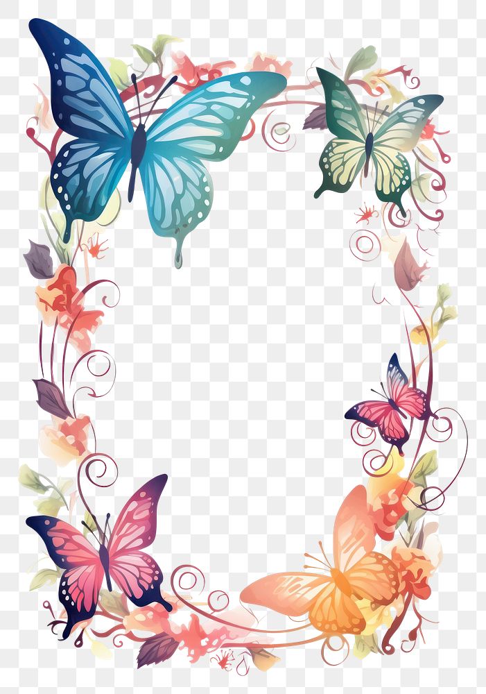 PNG Butterfly frame pattern white background creativity. AI generated Image by rawpixel.