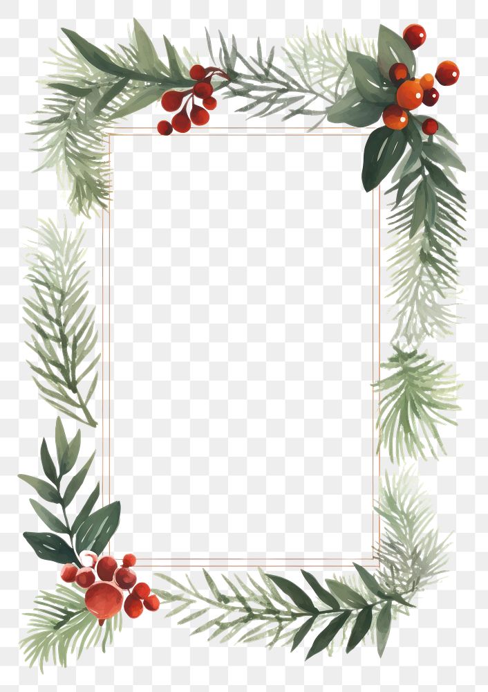 PNG Minimal christmas frame wreath plant tree
