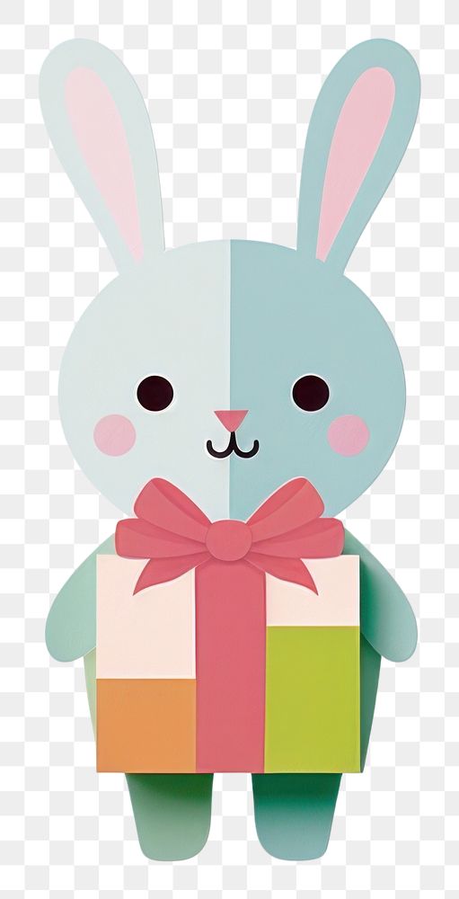 PNG  Rabbit holding a gift box toy anthropomorphic representation. AI generated Image by rawpixel.