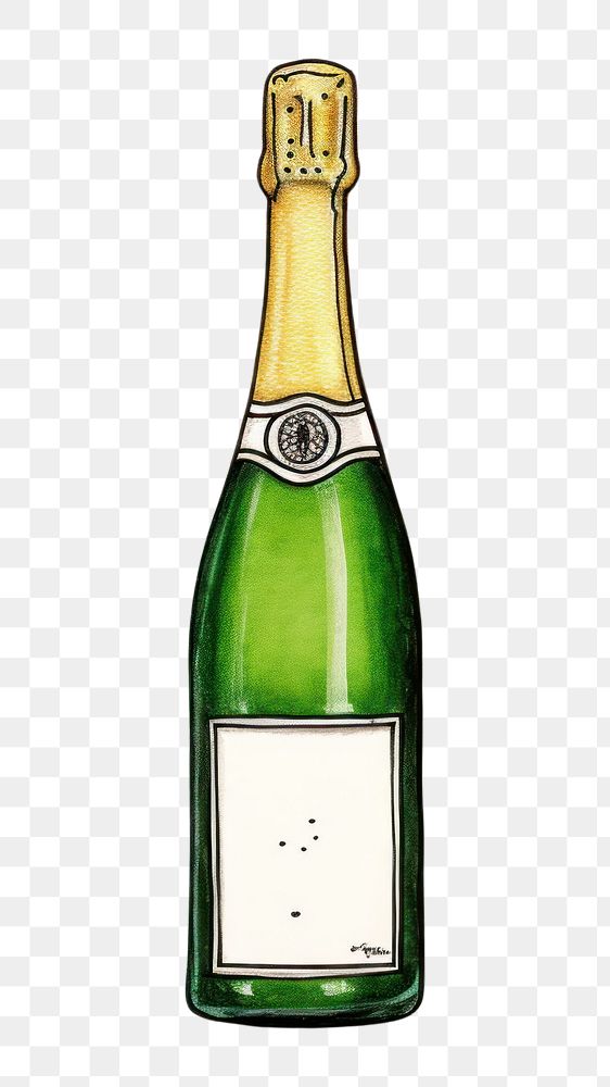 PNG  Champagne bottle drink green. AI generated Image by rawpixel.