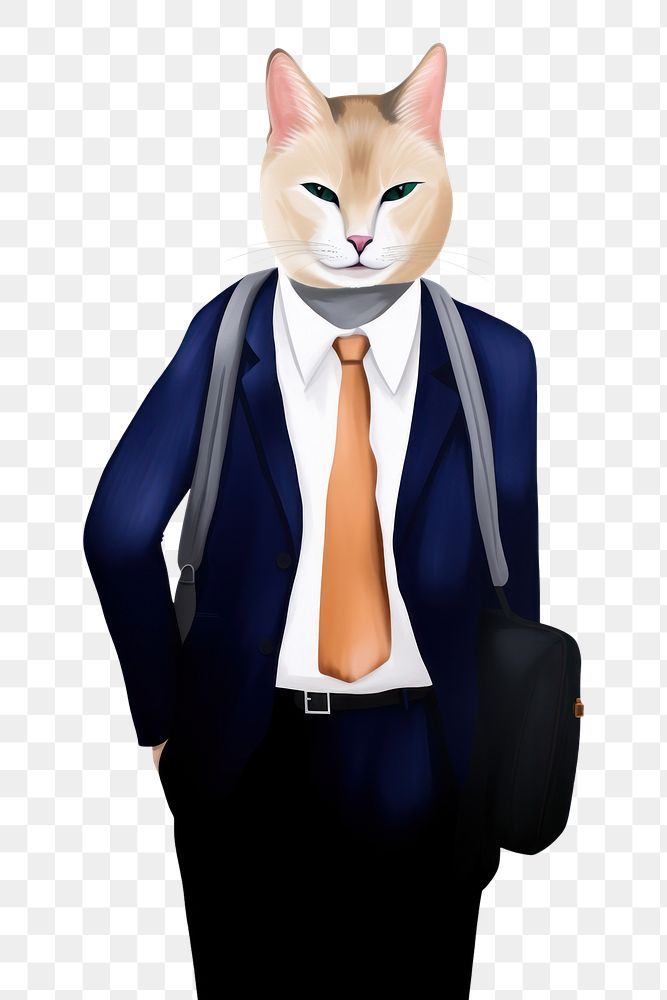 PNG Cat businessman. AI generated Image by rawpixel.