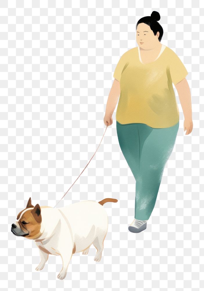 PNG Woman leads dog walking mammal animal. AI generated Image by rawpixel.