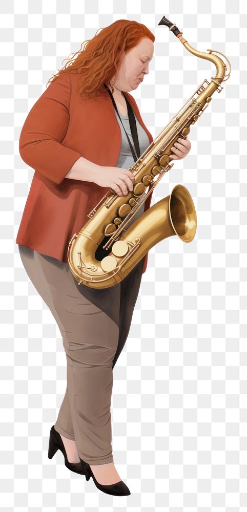 PNG Woman playing saxophone adult white background saxophonist. AI generated Image by rawpixel.