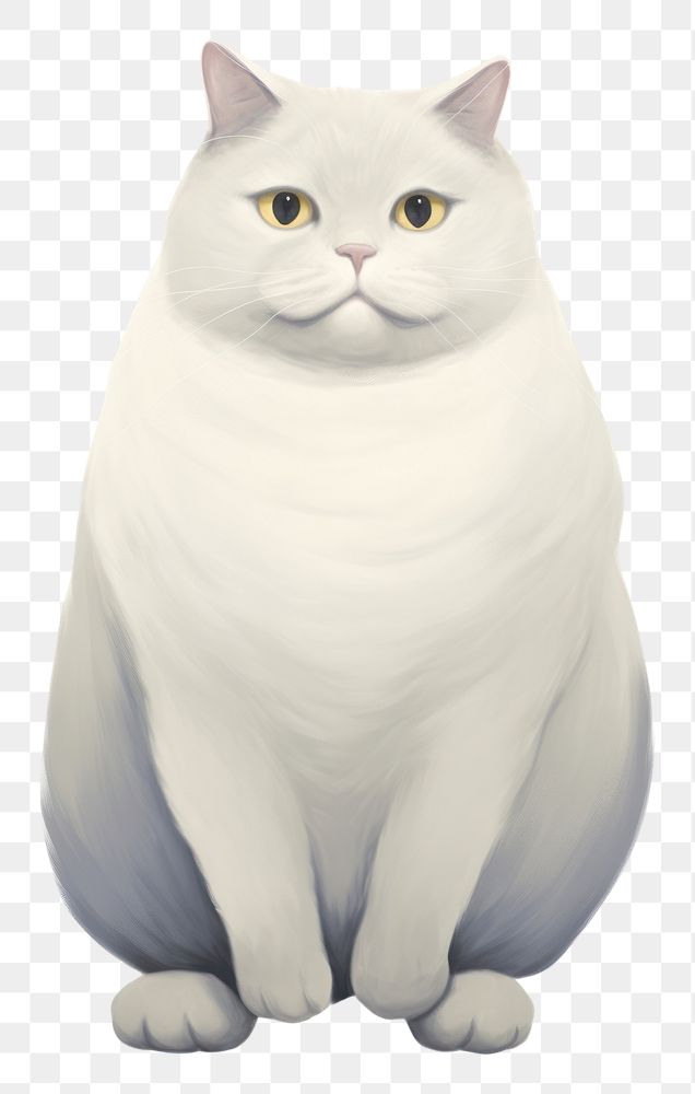 PNG Chubby cat animal mammal white. AI generated Image by rawpixel.