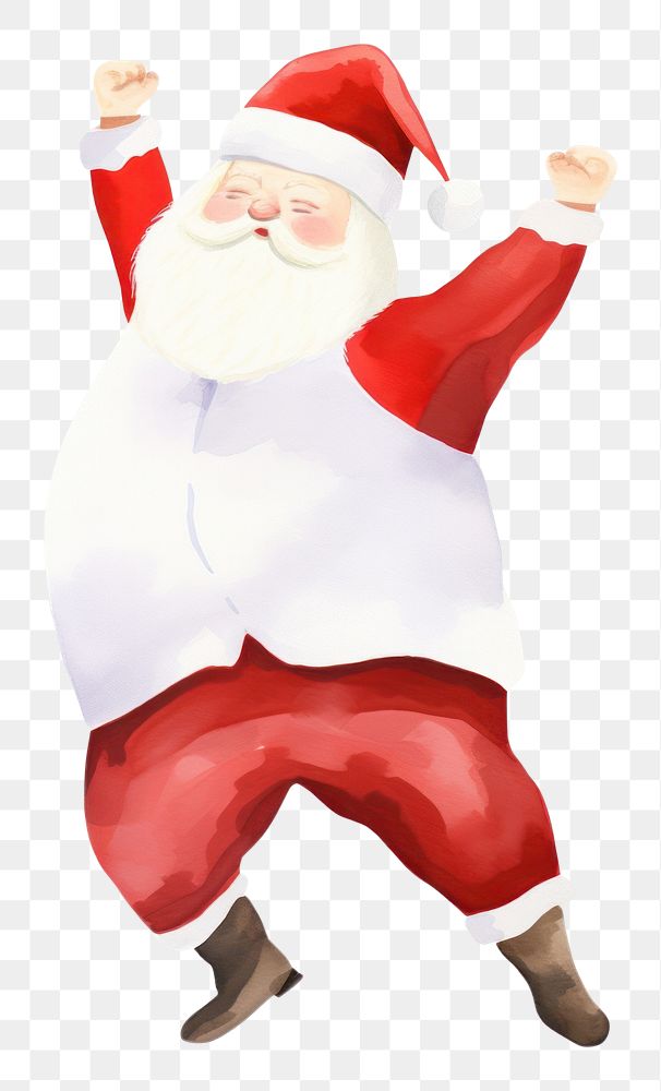 PNG Chubby santa dancing white background celebration christmas. AI generated Image by rawpixel.