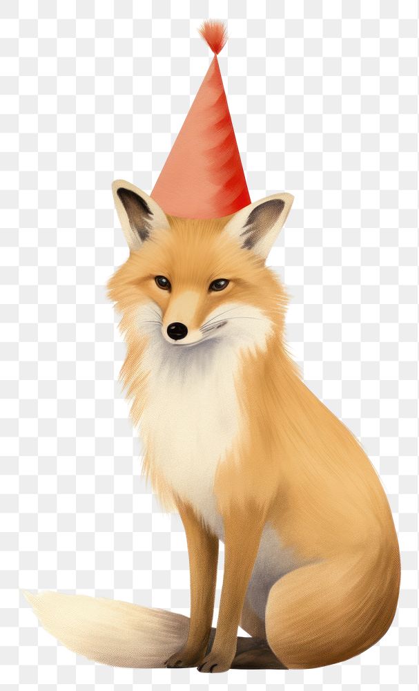 PNG  Fox mammal animal hat fox pet white background. AI generated Image by rawpixel.
