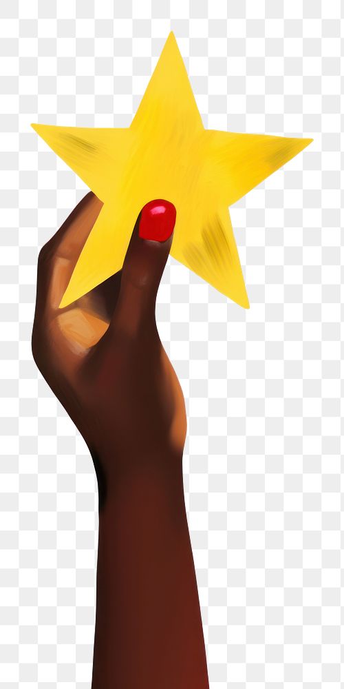 PNG  Hand holding star yellow symbol red. AI generated Image by rawpixel.