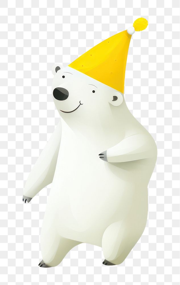 PNG Polar bear wearing yellow hat mammal animal white background. AI generated Image by rawpixel.