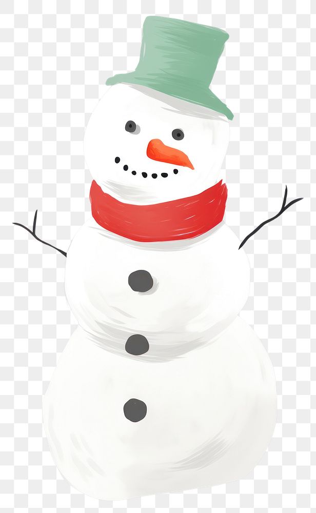 PNG  Snowman drawing winter white. AI generated Image by rawpixel.