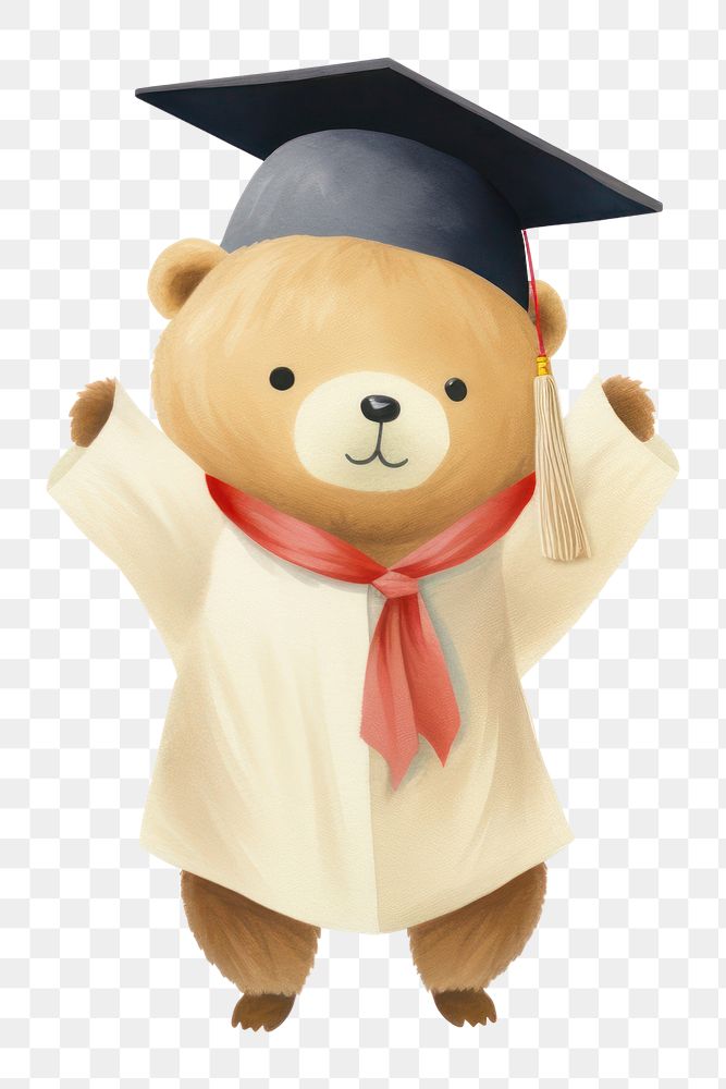 PNG  Bear graduation toy white background. AI generated Image by rawpixel.