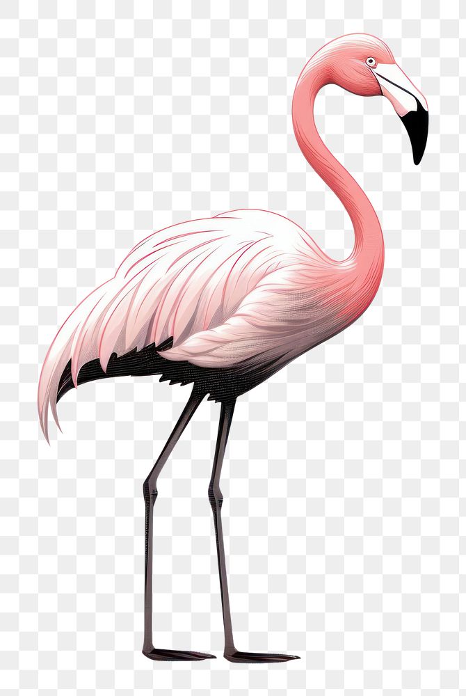 PNG  Pink flamingo cartoon animal bird. AI generated Image by rawpixel.