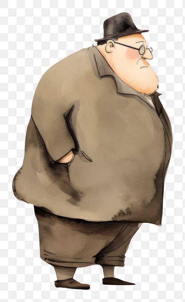 PNG 2 chubby old man talking overcoat cartoon fashion. AI generated Image by rawpixel.