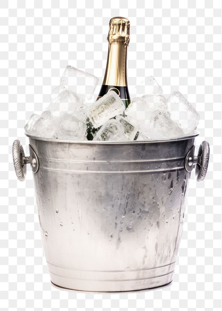 PNG Bucket champagne bottle white background. AI generated Image by rawpixel.