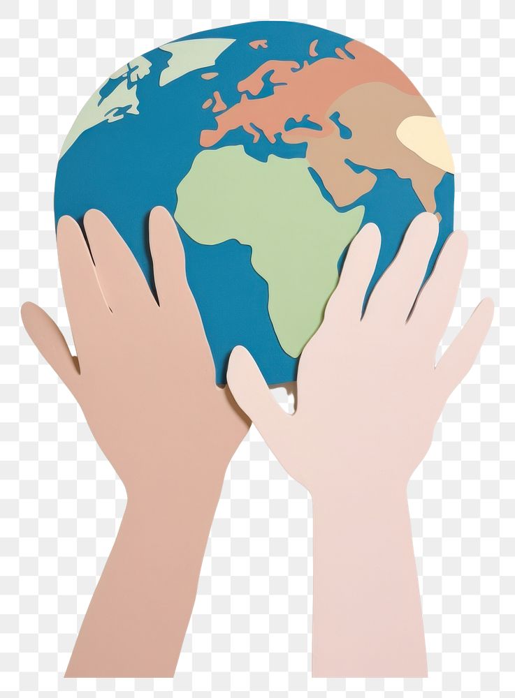PNG  Hands holding a paper earth planet globe space. AI generated Image by rawpixel.