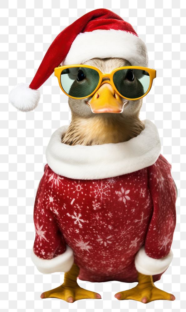 PNG  Duck sunglasses christmas portrait. AI generated Image by rawpixel.