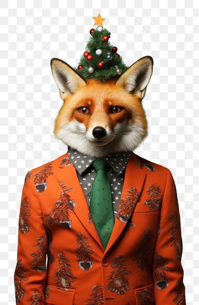 PNG Fox christmas portrait animal. AI generated Image by rawpixel.