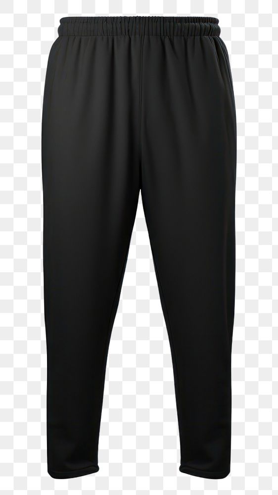 PNG  Black jogger pant mockup pants black white background. 