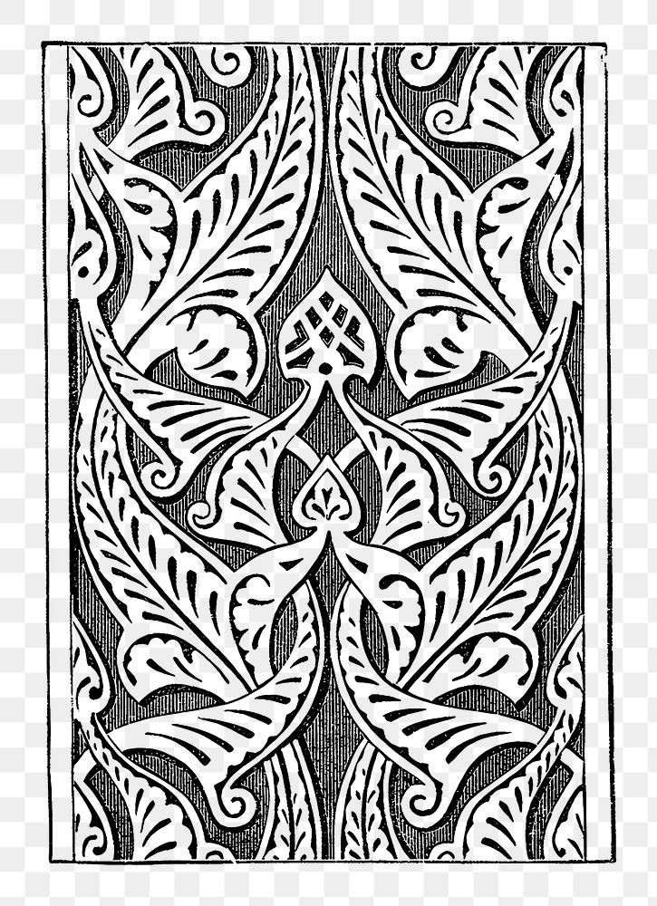 PNG antique botanical ornament pattern element, transparent background