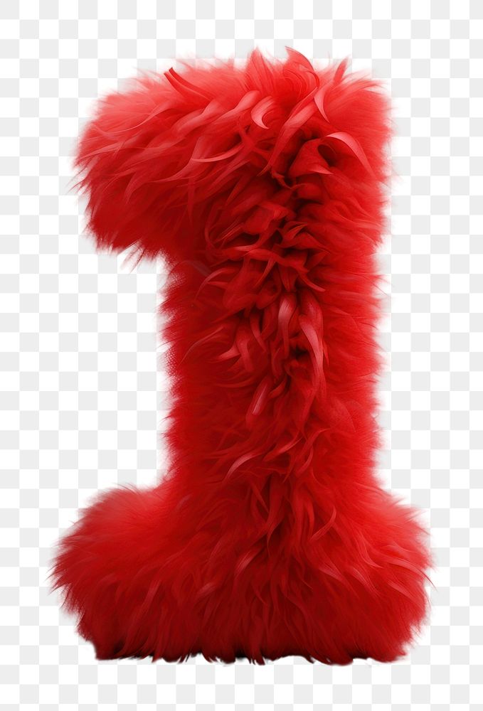 PNG Number 1 red fur white background. AI generated Image by rawpixel.