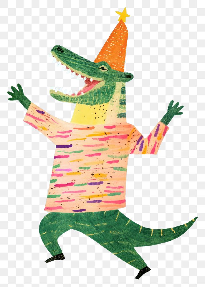 PNG  Cheerful crocodile characther playing shaker art animal representation. AI generated Image by rawpixel.