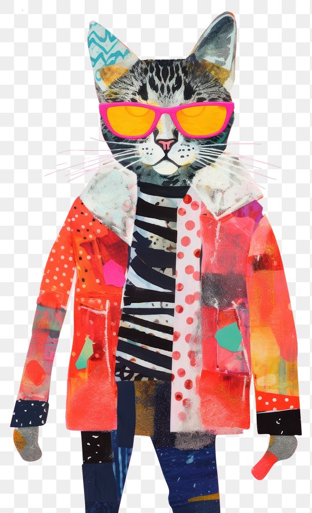 PNG  Fashionable cat art painting pattern