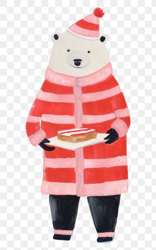 PNG Polar bear wearing christmas scarf winter glove representation. 