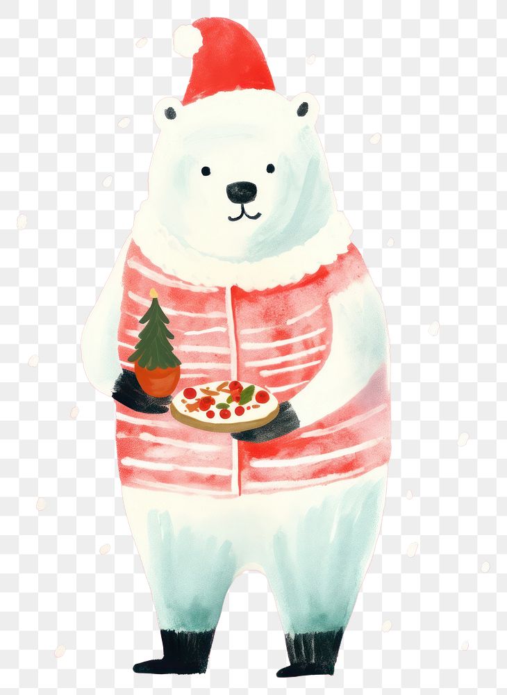 PNG  Polar bear wearing christmas scarf snowman mammal winter. AI generated Image by rawpixel.