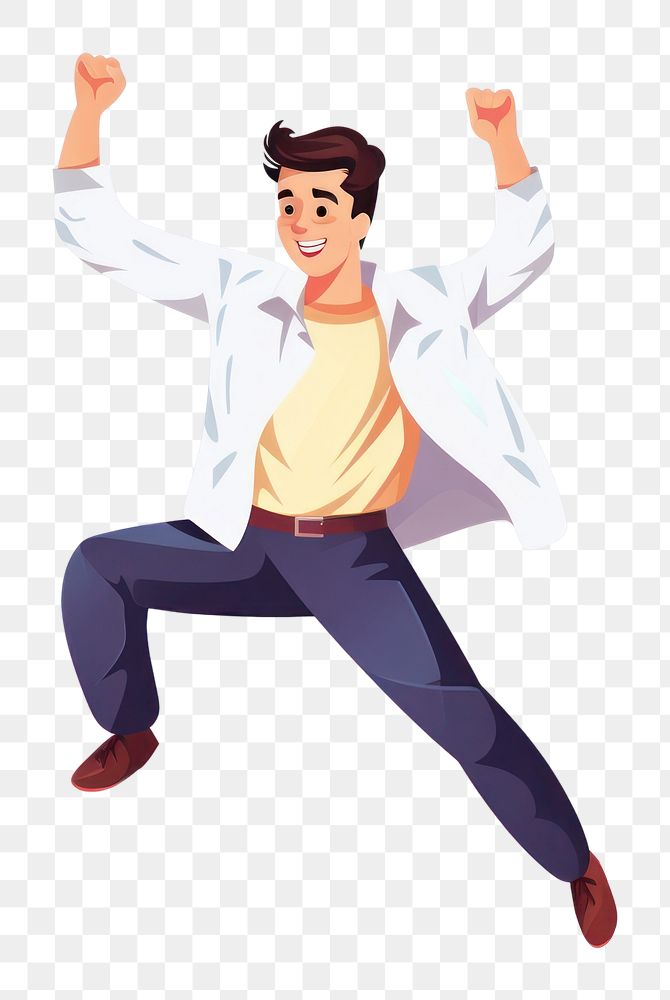 PNG  Cartoon dancing adult white background. AI generated Image by rawpixel.