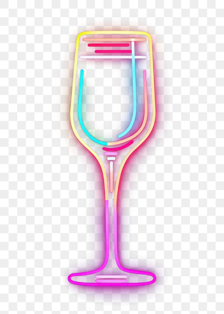 PNG  Champagne glass neon purple drink