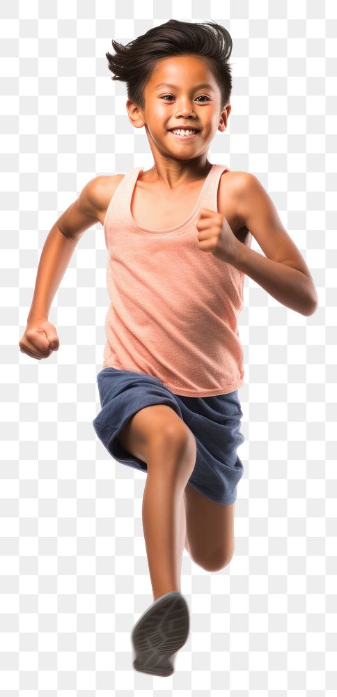 PNG  Kid running jumping shorts white background. AI generated Image by rawpixel.