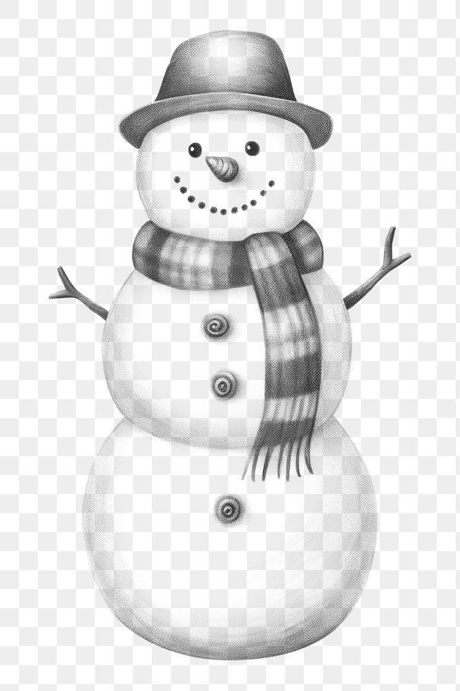 PNG Snowman drawing sketch winter. AI generated Image by rawpixel.