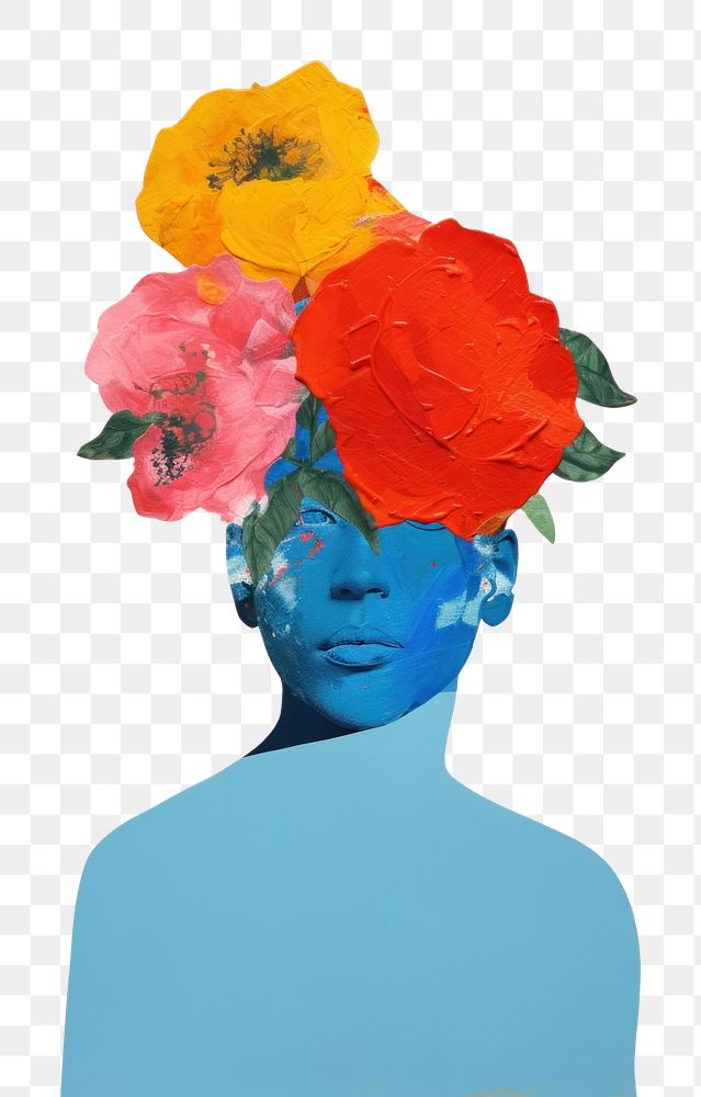 PNG Flower art portrait painting. AI generated Image by rawpixel.