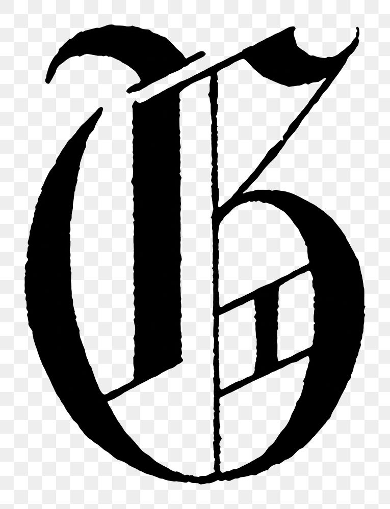 G letter PNG, German gothic font, transparent background
