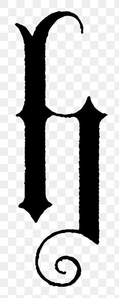 H letter PNG, German gothic font, transparent background
