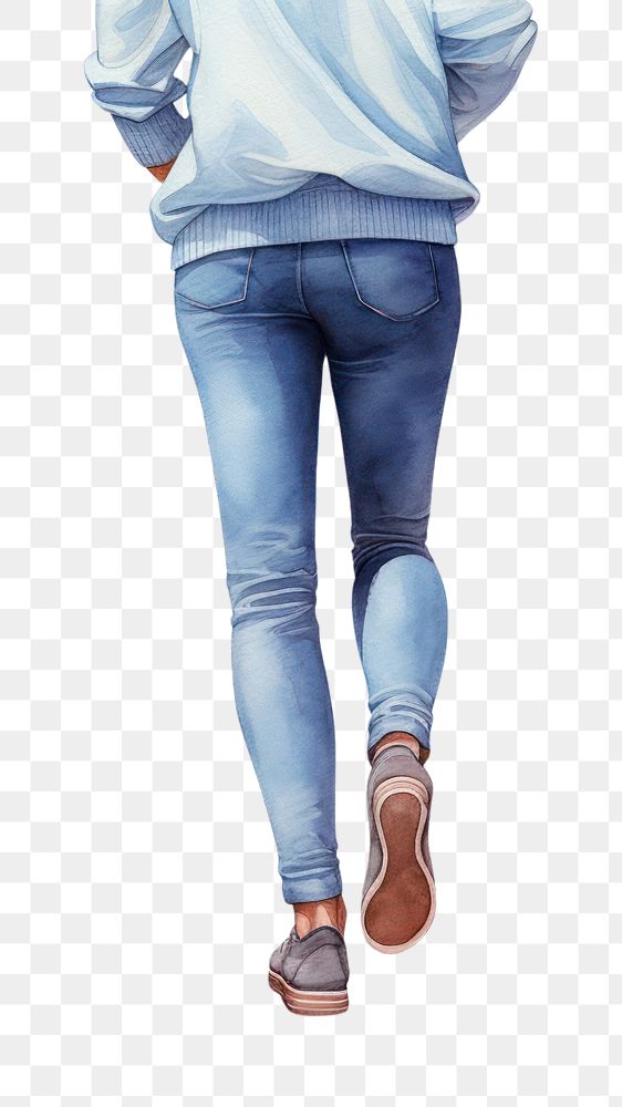 PNG  Girl wearing skinny jeans denim pants adult. AI generated Image by rawpixel.